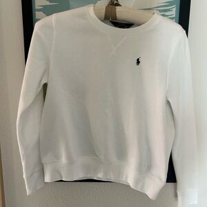 NWOT Polo by Ralph Lauren girls White Crewneck Sweatshirt  Navy Label sizeXL 16